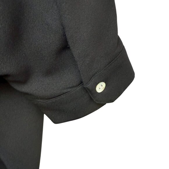 Marla Wynne Black Cape Blouse XL Button Front Lagenlook Poncho Halloween Witch - Picture 7 of 10